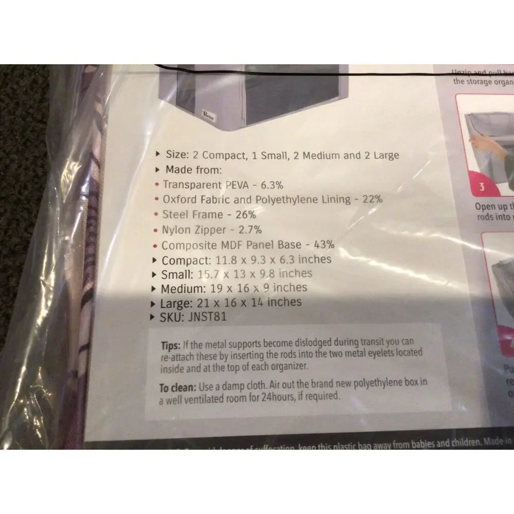 Periea 7 piece assorted collapsible storage set in purple (NIB)